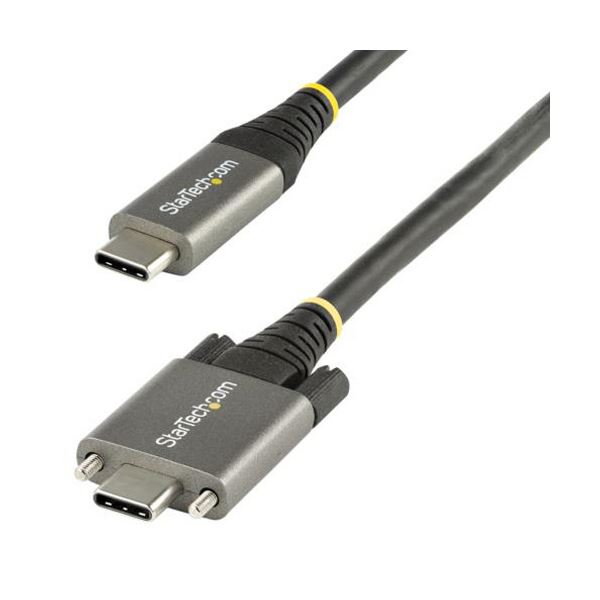 StarTech.com サイドロック付きUSB-Cケーブル 配線 1m 10Gbps／USB 3.1（3.2Gen1）／100W（5A）PD USB31CCSLKV1M 1本 USB-Cケーブル、1メートル長で高速データ転送と急速充電に対応 安心のサイドロック機能付き 最大100WのPD充電も可能 データ転送速度最大10Gbps 快適なデ