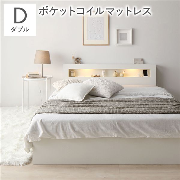 ダブル臥榻 白 白いこと 臥榻  3地方ポケットコイルマットレス付 白 白いこと 点火装置 宮付 納める臥榻 ダブル臥榻 白 白いこと 臥榻  3地方ポケットコイルマットレス付 白 白いこと 点火装置 宮付 納める臥榻