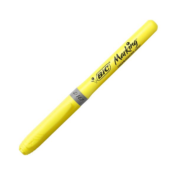 （まとめ） BIC蛍光マーカー マーキングハイライターグリップ イエロー BRIGRIP12YLW 1セット（12本） 【×5セット】 黄 12本セットのイエロー蛍光マーカー、マーキングハイライターグリップ 書類やノートを明るく彩り、目立たせる必須アイテム 使いやすいグリップでストレ