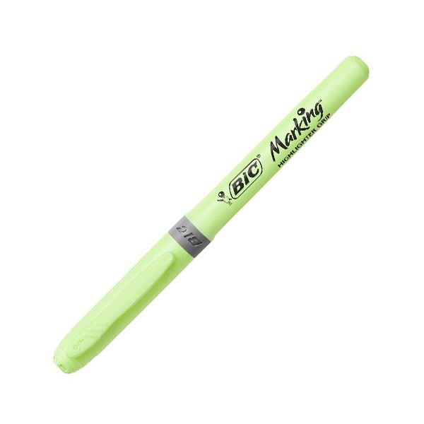 （まとめ） BIC蛍光マーカー マーキングハイライターグリップ パステル グリーン BRIGBKPSTGRN 1セット（12本） 【×5セット】 緑 パステルカラーのグリーンが鮮やかな12本セット 握りやすいマーキングハイライターグリップで快適な書き心地を実現 BICの蛍光マーカーで目立