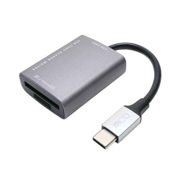 SD／microSDカードリーダ・ライタ Type-C（USB3.2Gen1対応） ダークシルバー USR-CSD1／DS1個 高速データ転送対応のUSB Type-Cポート搭載SD/microSDカードリーダー＆ライター、スタイリッシュなダークシルバーカラーの1個セット データのやり取りがスムーズで便利なアイテ
