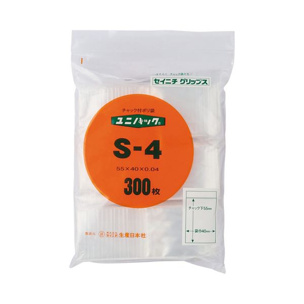 （まとめ）セイニチ ユニパック S-40.04×55×40mm 300枚入【×10セット】 日本製 国産 の安心 と安全 を詰め込んだ （まとめ）信頼のパッケージ S-40.04×55×40mm 300枚入【×10セット】