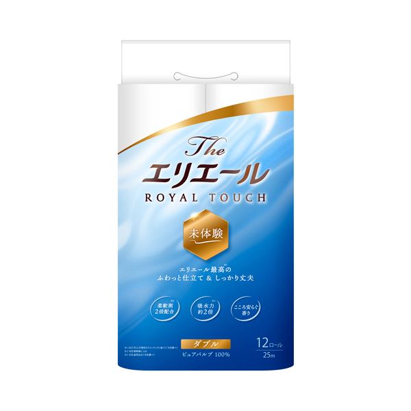 大王製紙Theエリエール トイレットティシュー ダブル 芯あり 25m 1セット（72ロール：12ロール×6パック） 贅沢な厚手のトイレットペーパー、芯があるダブルロールで長持ち 1セットで25mの長さを誇る72ロール 経済的で便利な12ロール×6パック 豪華な使い心地をお楽しみく