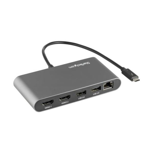 StarTech.com Thunderblot3 ハブ ブラック&シルバー TB3DKM2HDL 1個 黒 雷の速さでデータ転送するブラック&シルバーのThunderbolt3ハブ 複数のデバイス接続で効率的な作業を デスク (テーブル 机) トップ環境をスマートに整える必須アイテム 作業効率をアップさせよう 黒|夢の小屋