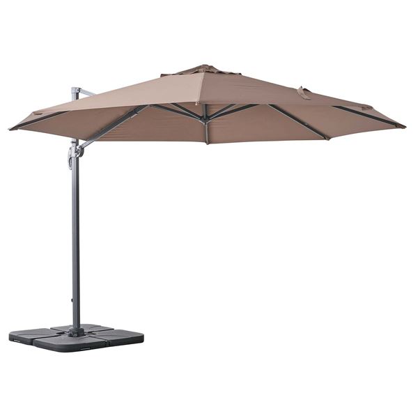 パラソル 約幅345×奥行410×高さ260cm ブラウン アルミ お客様組立品 バルコニー ウッドデッキ ベランダ 茶 快適な陽だまりを演出する、広々としたブラウンのアルミ製パラソル 店舗やカフェ、ショップの什器や備品にも最適 バルコニーやウッドデッキ、ベランダにもぴった