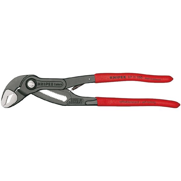 KNIPEX クニペックス コブラ マチック ウォーターポンププライヤー 上滑り打ちきり可塑性物質上塗り 大きさ48×14×250粍 容器に並べる入 8711-250SB KNIPEX クニペックス コブラ マチック ウォーターポンププライヤー 上滑り打ちきり可塑性物質上塗り 大きさ48×14×250粍