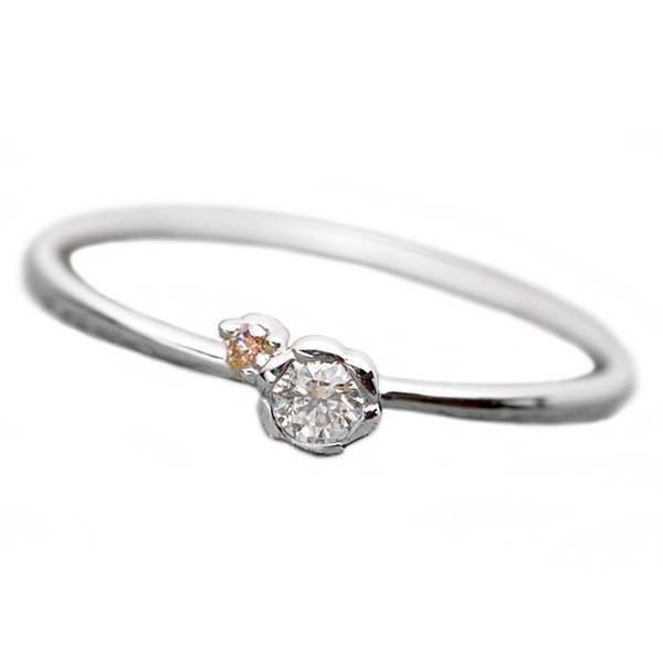 ダイヤモンド リング ダイヤ ピンクダイヤ 合計0.06ct 12号 プラチナ Pt950 花 フラワーモチーフ 指輪 ダイヤリング 鑑別カード付き 愛らしいフラワーモチーフの指輪には、華やかなピンクダイヤが舞い踊ります 0.06ctの輝石が12号の指にぴったりなサイズで、鑑別カードも付