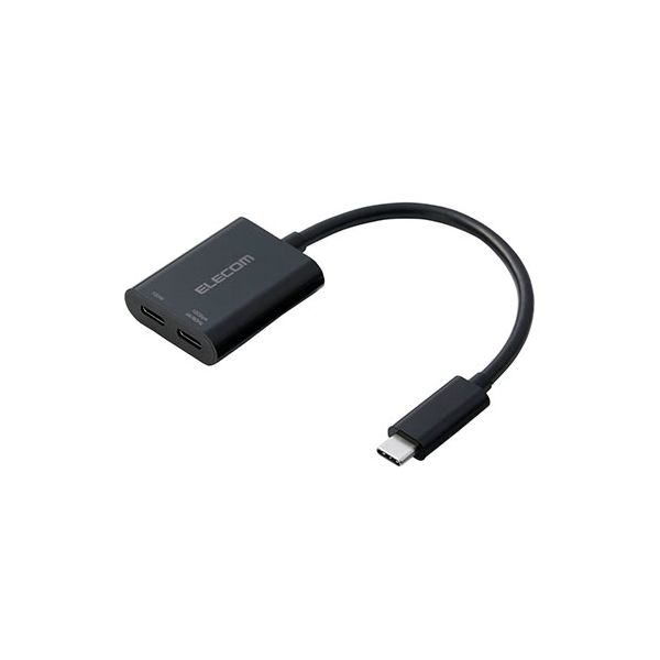 USB Type-C(TM)変換アダプター 2ポート/PD充電付き スマホをテレビにカンタン接続 ブラック MPA-C2CPD100BK 黒 USB Type-C(TM)ポートを2つ搭載し、PD充電機能も備えたスマホをテレビに簡単に接続できるブラックカラーの変換アダプター スマートフォンの画面を大画面で楽し