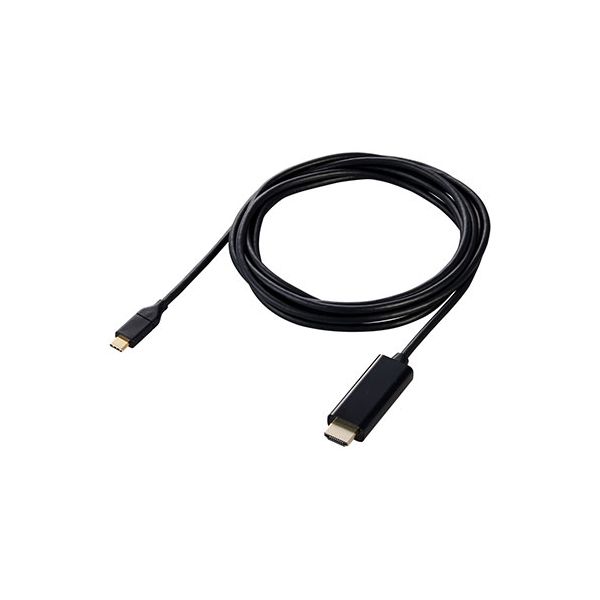 USB Type-C(TM) - HDMI(R)変換ケーブル 配線 画面複製と画面拡張に対応 3m ブラック MPA-CHDMI30BK3 黒 USB Type-C端子をHDMI端子に変換する3mの黒いケーブル 配線 画面を複製したり拡張したりできる便利なアイテム 黒