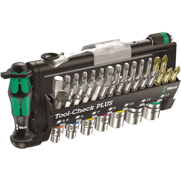 WERA ヴェラ 39点組 差込6.35mm ラチェットドライバー ソケット ビットセット 056490 工具 ツール DIY 作業工具 道具 39種類のツールが揃った、6.35mm差込みラチェットドライバーセット ソケットやビットも含まれ、あらゆる作業に対応可能 056490番号商品