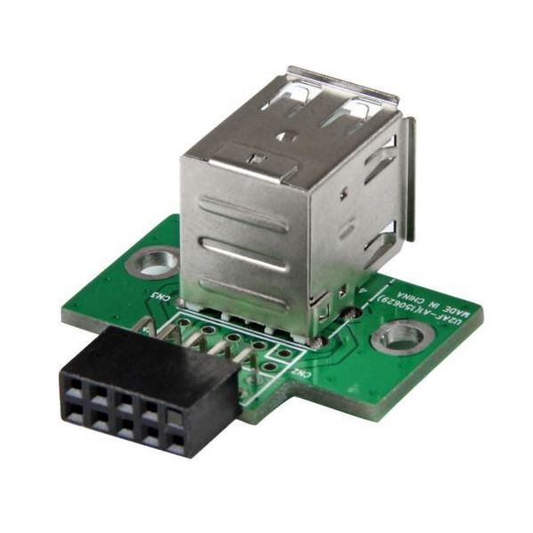 （まとめ） StarTech.com マザーボードピンヘッダー接続USB 2ポート増設変換アダプタ USB A（メス）×2-IDC10ピン（メス） USBMBADAPT2 1個 【×3セット】 マザーボードに簡単接続できるUSB 2ポート増設アダプター USB Aポートを2つ追加し、デスクトップPCの拡張性を高める