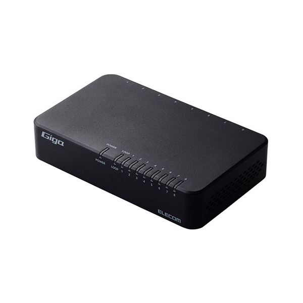 Giga対応8ポートスイッチ(プラ筐体/ACアダプター) 水平/壁掛け/マグネット EHC-G08PA4-JB 高速通信に対応した8ポートスイッチ、プラスチック筐体とACアダプター付き 水平、壁掛け、マグネット取り付け可能