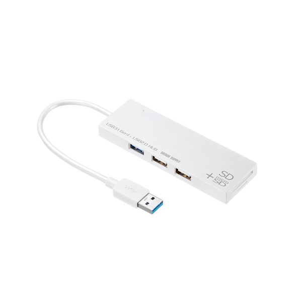 【5個セット】 USB3.1+2.0コンボハブ カードリーダー付き ホワイト USB-3HC316WNX5 白 便利なUSBハブにSD・microSDスロットを搭載 USB3.1+2.0コンボハブカードリーダー付き ホワイトカラーでスタイリッシュ 5個セットでお得 USB-3HC316WNX5 白