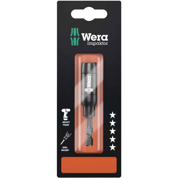 WERA ヴェラ マグネット付 インパクト用 ビットホルダー 差込6.35mm 全長75mm 073990 工具 ツール DIY 作業工具 道具 マグネット搭載のインパクト用ビットホルダー 6.35mm差込み、全長75mmで使いやすさ抜群 力強い作業をサポートする頼れるアイテム
