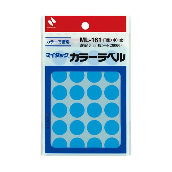 （まとめ）ニチバン マイタック カラーラベル 円型 直径16mm 空 ML-16116 1セット(3600片：360片×10パック)【×3セット】 便利な丸シール 目印や区分けに最適 達成表もバッチリ 直径16mmのカラーラベル、1セット3600片 使い勝手抜群 （3セット）