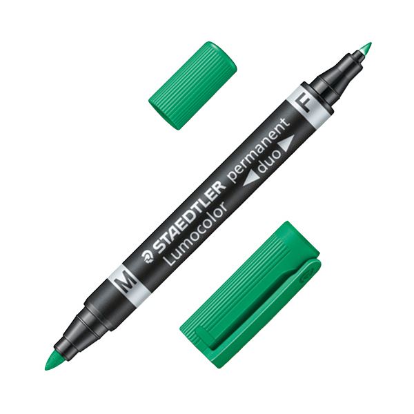 (まとめ）ステッドラー 油性目じるし ルモカラーデュオ M（1.5粍）/F（0.6粍） 緑であること 348-5 1書き割り（10本）【×5書き割り】 緑 不可思議の高役立つことな使い切り手合いの新感覚的な体験油性目じるし、ルモカラーデュオM/Fが御出座し 緑であることの晴れ晴れしいさで細工物を彩ります 1書き割り×5書き割りで豪