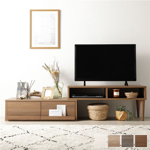 伸縮 テレビボード TVボード 引き出しタイプ 幅90cm ブラウン ローボード コーナータイプ テレビ台 テレビラック TVボード TV台 お客様組立品 茶 幅90cmの伸縮可能なテレビボード 引き出し付きでコーナータイプにも対応 組立て簡単で使いやすいデザイン テレビを置くだけで