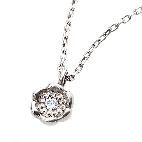 ダイヤモンド ネックレス 一粒 0.014ct プラチナ Pt900 花 フラワーモチーフ ペンダント 鑑別カード付き 輝く一粒のダイヤモンドが、プラチナの花モチーフと融合 0.014ctのダイヤネックレスが、あなたの華やかさを引き立てる 鑑別カード付きで品質も安心 安全
