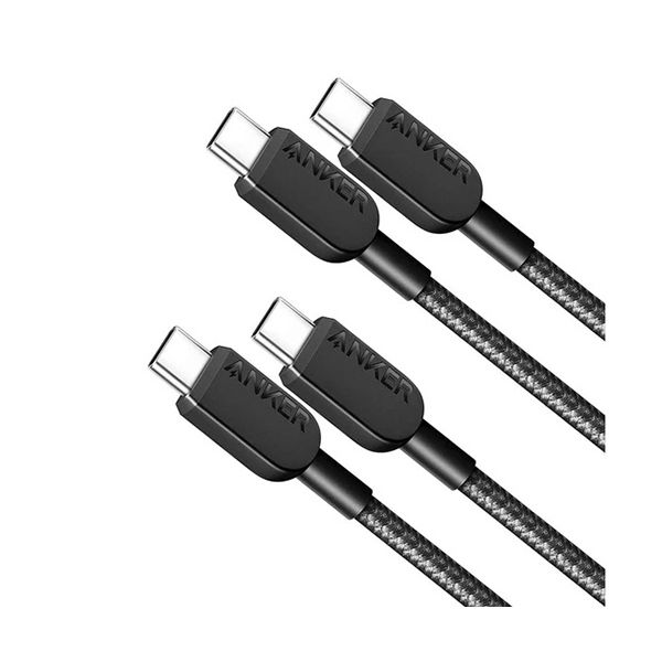 （まとめ） アンカージャパン ANKER 310 高耐久ナイロン USB-C＆USB-C ケーブル 配線 0.9m ブラック B81E50111パック（2本） 【×2セット】 黒 高耐久性を誇るナイロン製USB-C＆USB-Cケーブル2本セット 長さ0.9mのブラックカラーで、便利なまとめパック データ転送も充電も