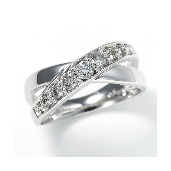 0.5ct ダブルクロスダイヤリング 指輪 エタニティリング 15号 永遠の輝きを纏う、0.5ctのダイヤモンドが織りなすダブルクロスの指輪 ダイヤモンドエタニティリング15号
