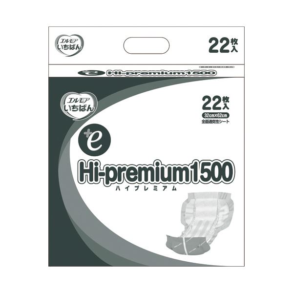 (まとめ）カミ商事 エルモアいちばん +eHi-premium1500 1パック（22枚）【×5セット】 超吸収力で快適な長時間ケア 最新ウエットバック技術搭載の尿とりパッド、エルモアいちばん +eHi-premium1500 1パックで22枚×5セット、まとめてお得にご提供