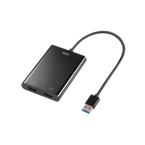 USB-HDMIディスプレイアダプタ 4K対応 2画面出力 USB-CVU3HD5 4K解像度のHDMIディスプレイを2画面同時に出力可能なディスプレイアダプタ 広い作業スペースを確保し、作業効率を向上させる USB接続で簡単にデュアルモニター環境を構築 スタイリッシュなデザインで使いやすさ