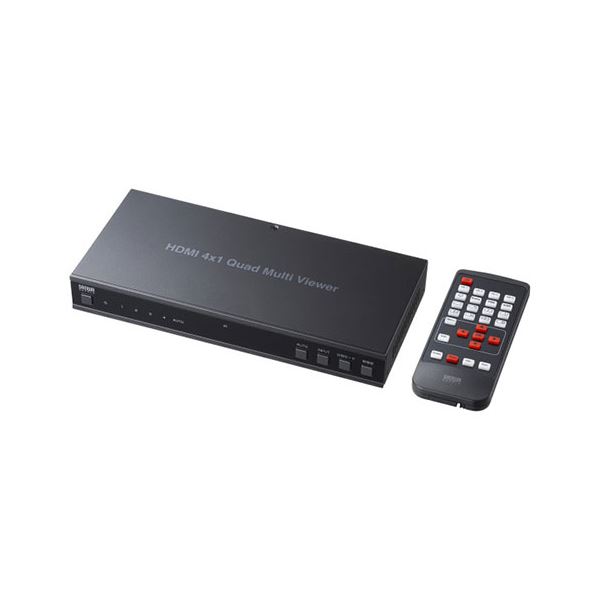 4入力1出力HDMI画面分割切替器（4K／60Hz対応） SW-PHD41MTV 4つの入力を持つ、1つの出力に切り替えられる、4K/60Hzに対応したHDMI画面分割器 画面を自在に切り替えて、快適な視聴体験を実現します