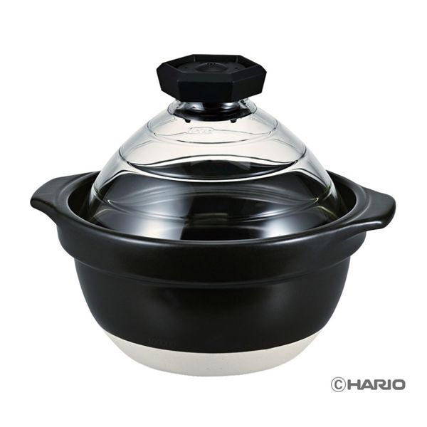 HARIO フタがガラスのご飯釜 （2～3合用） GNR-200-B-W ガラス製フタが付いた2～3合用の炊飯器 お米を美味しく炊き上げることができる便利なアイテム シンプルで使いやすいデザインで、食卓を華やかに演出します 料理が楽しくなる、心地よい食卓を演出するアイテムです
