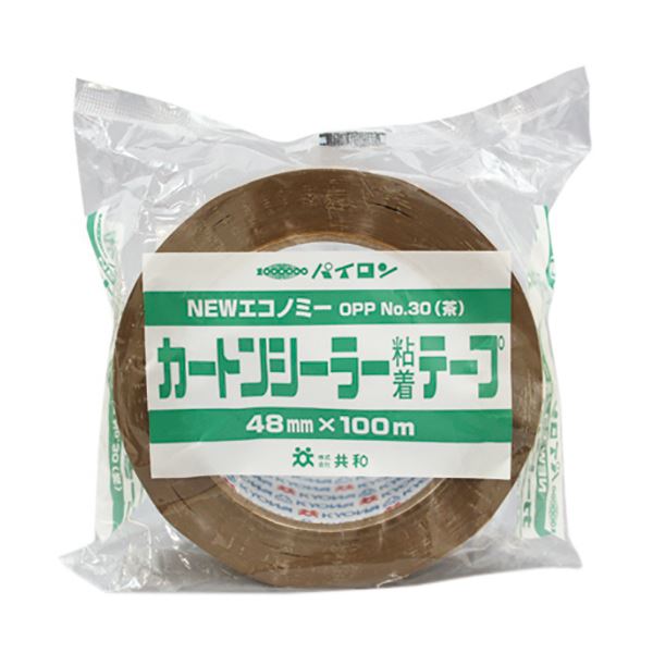 （まとめ）共和 パイロンカートンシーラー粘着テープ NEWエコノミーNo.30(OPP) 48mm×100m 茶 HS-ETA489G 1セット(50巻)【×3セット】 パイロンカートンシーラー粘着テープ プロ仕様のNEWエコノミー 48mm×100mの長さで、茶色の高品質テープが50巻セット×3セット あなたの