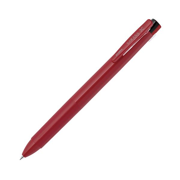 ゼブラ3色ジェルボールペン サラサクリップ3C 0.4mm （軸色：赤） J3JS5-R 1セット（10本） 3色のインクを搭載した0.4mmのジェルボールペン、サラサクリップ3C 赤い軸が目を引く10本セット 書く楽しさが広がる便利なアイテム