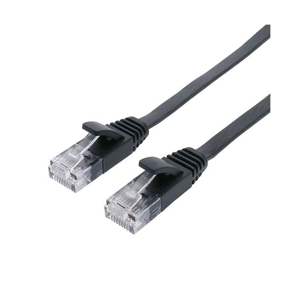 （まとめ） CAT.6A LANケーブル 配線 フラット ブラック 1m C6A-F01BK 1本 【×5セット】 黒 高速通信に最適 最新CAT.6A規格のLANケーブル、フラットで取り回しも便利なブラックカラー、1mの長さが5本セットでお得 データ転送も安定、ネットワーク環境を整えるならこれ 黒