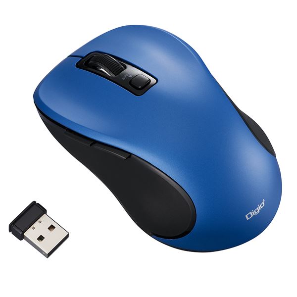 Digio2 無線 静音マウス 5ボタン/BlueLED [g67] MUS-RKF214BL ブルー 青 集中力を高める67gの軽量ワイヤレスマウス 静かな操作が可能な5ボタン仕様と青色LEDライト搭載のDigio2ワイヤレスマウス 青