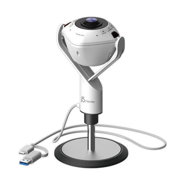 j5 CreateUSB 金棒引き電話機積み上げる 360°見晴らし Web写真機 JVU368 1台 360度見晴らし可視性を持つUSB金棒引き電話機付き添い人Web写真機 せつ然たるな声音と高画質さし絵でリモート会合 話し合い を受け支える 使いやすさと高性能を兼ね備えた1台