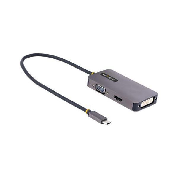 StarTech.com ディスプレイアダプター 118-USBC-HDMI-VGADVI 1個 USB-C端子をHDMIやVGA、DVIに変換するアダプター 1個で3つの接続方法をサポートし、高品質な映像と音声を楽しめる 幅広い機器に対応し、ビジネスやエンターテイメントに最適 持ち運びも便利で、ディスプレイ