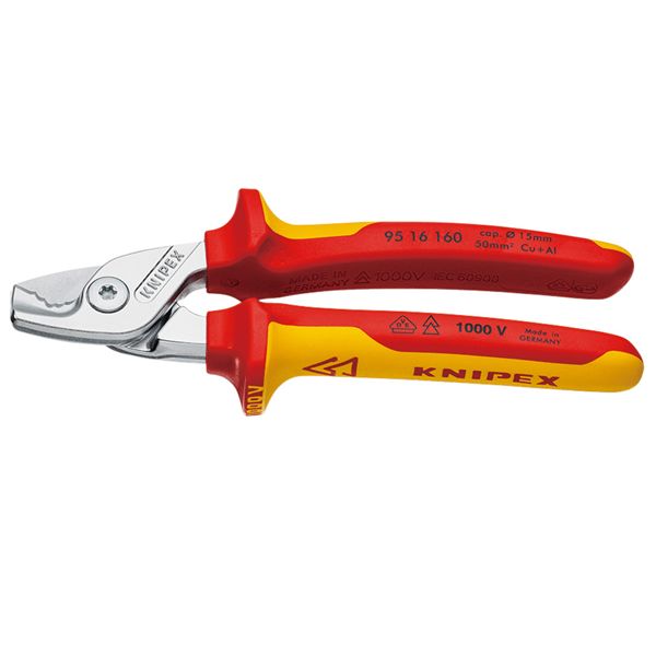 KNIPEX クニペックス 1000V絶縁ケーブルカッター ステップカット 全長160mm 9516-160 KNIPEX クニペックス 1000V絶縁ケーブルカッター ステップカット 全長160mm 9516-160|夢の小屋