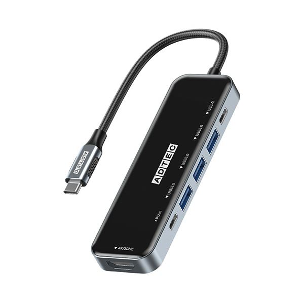 アドテック マルチポートハブ 6in1AHUB-VA3CP-4K30 1個 スペースを節約しながらも、PDパススルーやType-Cでの増設も可能な、便利な6in1マルチポートハブ 4K30にも対応した、アドテックの最新モデルが登場