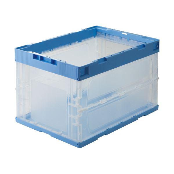 (まとめ) TANOSEE折りたたみコンテナ 一般タイプ フタなし 50L ブルー/透明 1台 【×3セット】 青 便利な整理 収納 アイテム 50リットルの折りたたみコンテナ3個セット ブルーと透明のカラーバリエーションで整理 収納 も見やすく便利 フタなしタイプで使いやすさ抜群 青|夢の小屋