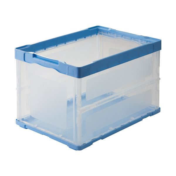 （まとめ） TANOSEE折りたたみコンテナ 軽量タイプ フタなし 50L ブルー／透明 1台 【×3セット】 青 便利な整理 収納 アイテム 折りたたみ可能な50リットルの軽量コンテナ フタなしで使いやすく、ブルーと透明のカラーバリエーション 3セットでお得にGET 青