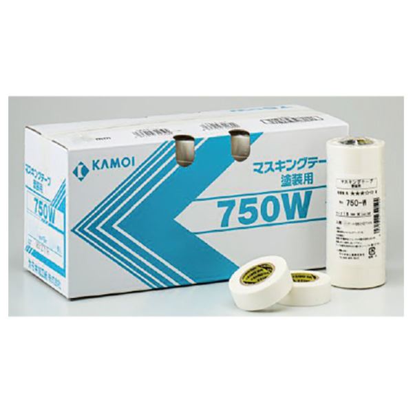 カモ井加工紙 一般塗装用マスキングテープ No.750W 白色 20mm×18m[60巻入] プロ仕様の塗装作業をサポートする、白色の20mm幅×18mの高品質マスキングテープ60巻セット