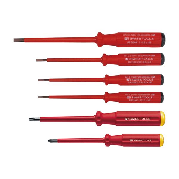 PB SWISS TOOLS ピービースイスツール バーチェア 椅子 カウンターチェア ズ 6本組 スイスグリップクラシックハンドルタイプ 絶縁ドライバーセット（マイナス・プラス） 5542 高品質なスイス製絶縁ドライバーセット 6本組のクラシックハンドルタイプで、マイナス・プラスの