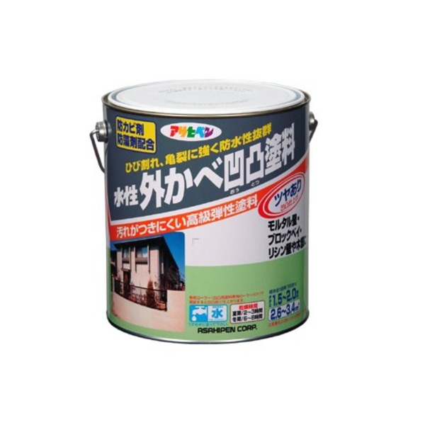 水溶性外かべ凸凹絵の具ツヤあり 白いこと 3L 白 3リッターの水溶性外壁用凸凹絵の具、ツヤがあります 真っ白な仕上がりで、 外壁を美しく仕上げる利得の比類のない人的な絵の具です 白