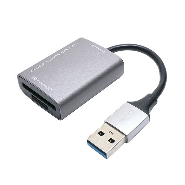 SD／microSDカードリーダ・ライタ USB-A（USB3.2Gen1対応） ダークシルバー USR-ASD1／DS1個 高速データ転送対応のUSB-Aポート搭載、ダークシルバー仕上げのSD/microSDカードリーダー＆ライター コンパクトで便利な1個セット