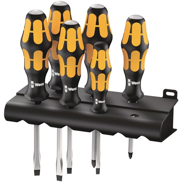 WERA ヴェラ 6本組 ポジドライブ マイナスチゼルドライバーセット 018287 工具 ツール DIY 作業工具 道具 6本のポジドライブとマイナスチゼルドライバーがセットになった便利な工具セット 作業効率をアップさせる必須アイテム