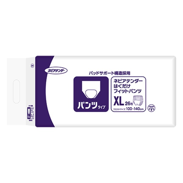 ネピアテンダーはくだけフィットパンツXL4P 快適なはき心地を追求した大きめサイズのパンツ4枚セット、柔らかな素材で肌に優しい、動きやすくてはき心地抜群のパンツ