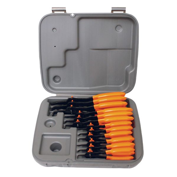 LANGTOOLS ラングツール スナップリングプライヤーセット 軸穴兼用 12本入 穴リング10～76mm 3595 スナップリングプライヤーセット12本入り、軸穴兼用で使いやすい 穴リング10～76mmまで対応、幅広いサイズに対応可能な便利な工具セット3595