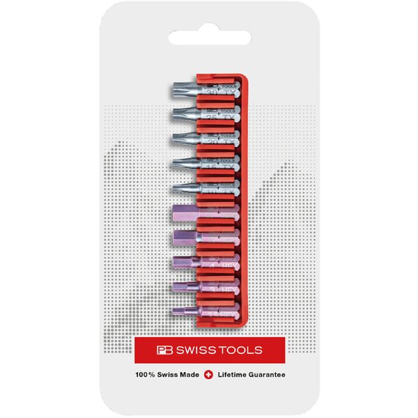 PB SWISS TOOLS ピービースイスツール イス バーチェア 椅子 カウンターチェア ズ 10本組 ショートタイプ 六角・ヘクスローブビットセット ビットホルダー付 パッケージタイプ C6.704CN 10本のショートタイプの六角・ヘクスローブビットがセットされたビットホルダー付きパ