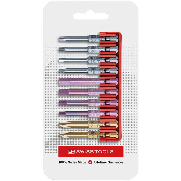 PB SWISS TOOLS ピービースイスツール イス バーチェア 椅子 カウンターチェア ズ 10本組 段付きビットセット ビットホルダー付 パッケージ仕様 E6.700CN プロフェッショナル仕様の10本組段付きビットセット、ビットホルダー付き 使いやすさと耐久性を兼ね備えたパッケージ