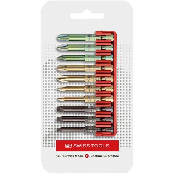 PB SWISS TOOLS ピービースイスツール イス バーチェア 椅子 カウンターチェア ズ 10本組 段付きビットセット ビットホルダー付 パッケージ仕様 E6.701CN プロフェッショナル向けの10本組段付きビットセット、ビットホルダー付き パッケージ仕様で便利なE6.701CN