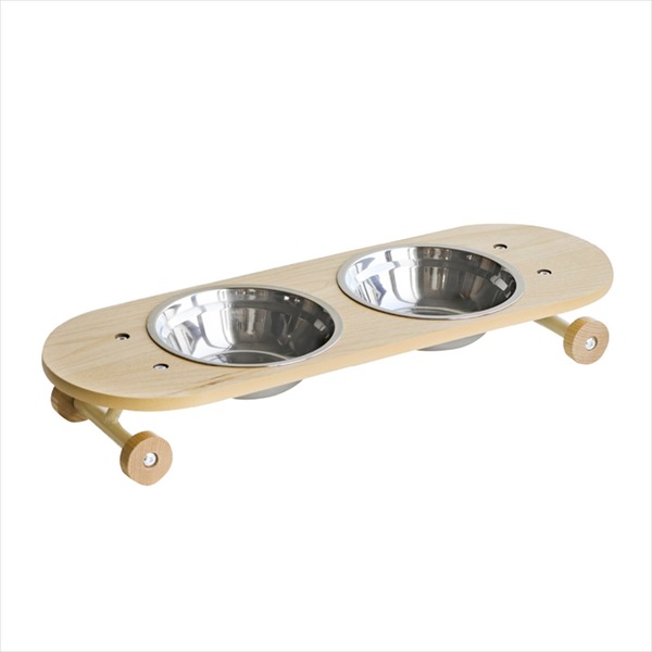 ペット用 食器 ペット用品 エサ皿 犬用 猫用 SK8 PLATE NA ナチュラル大 関家具 ペットの遊び心をくすぐる、スケボー風デザインの楽しい食事体験 犬や猫におすすめの木製エサ皿 関家具限定のSK8 PLATE NA ナチュラル大