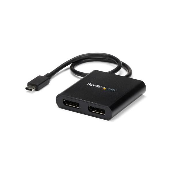 StarTech.com マルチモニターアダプタ MSTハブ 4K USB C（オス）-ディスプレイポート（メス）×2口Windows用 ブラック MSTCDP122DP 1個 黒 USB Cポートを2つのディスプレイポートに変換する4K対応のマルチモニターアダプター Windows対応で複数のモニターを接続し、作業効